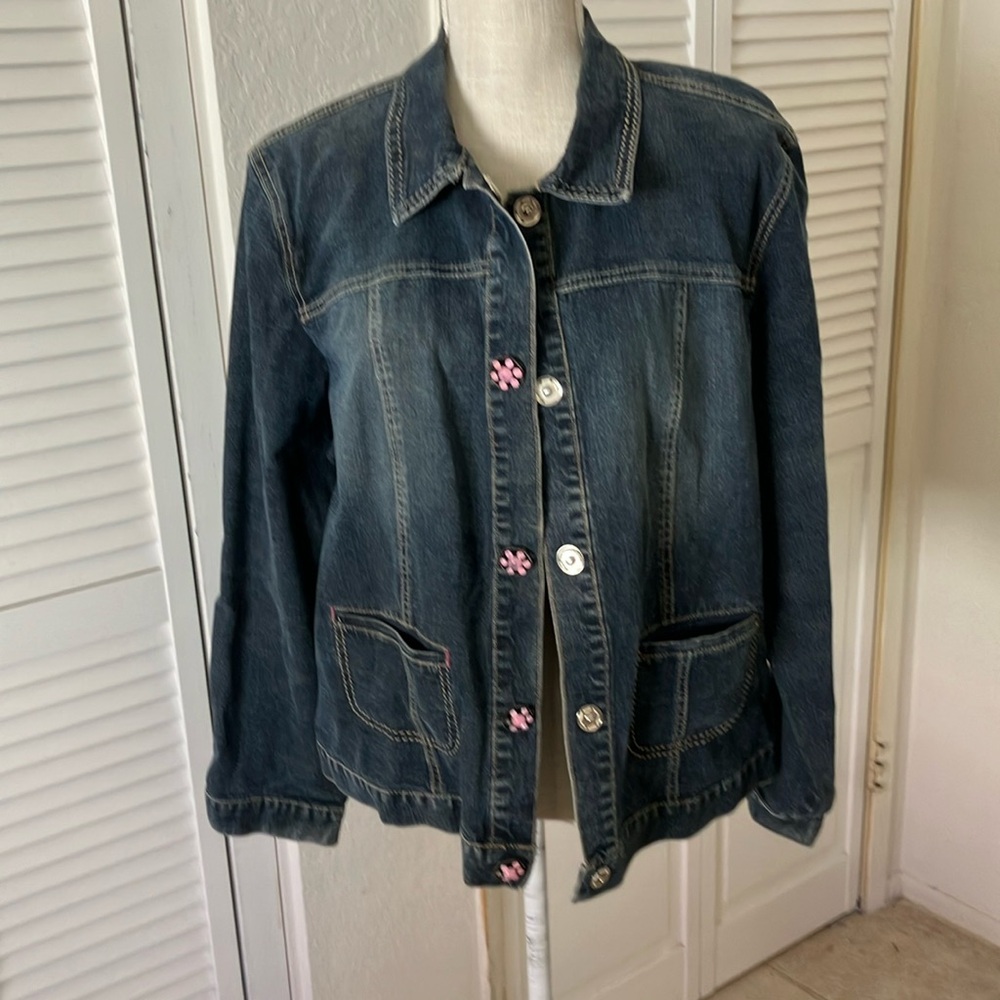 Cervelle Blue Denim Jacket‎ decorative buttons, granola girl size L